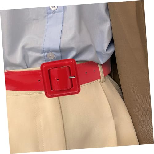 Ceinture large vintage rouge verni 103 cm avec boucle décorative ajustable - 4