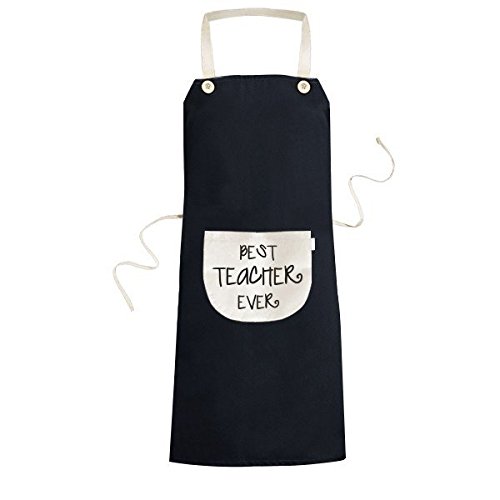 DIYthinker Best Teacher Ever Words Quotes Students Love Cooking Kitchen Bib Aprons with Pocket for Chef Gifts Black