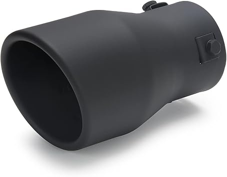 Adjustable 1"-2.5" Inlet Exhaust Tip, 1"-2.5" x 3.5" x 6" Bolt-On Design Solid Mounting Black Powder Coated Finish Stainless Steel Exhaust Tip