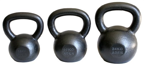 Ader Premier Kettlebell Set- (12, 16, 24 Kg) w/FREE DVD