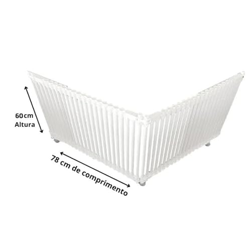 Kit com 2 Módulos de PVC para Cercado de Pets, Multiuso, com Ventosas Antiderrapantes, 60 cm de altu