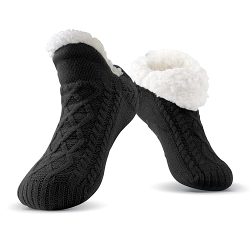 Slipper Socks Winter Warm Cozy Fuzzy Thermal Thick Fluffy Socks With Grips Non Slip