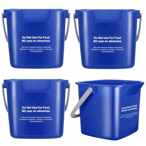 Image of Yaomiao 4 Pcs Cleaning Bucket 3 Qt Sanitizing Bucket,Blue | Restaurant Small Square Detergent Pail with Measurements Spout and Handle, for Home, Kitchen, Office, Commercial Use