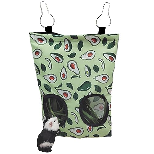 Pig Guinea Hay Feeder Rabbit Feeder Hanging Rabbit Hay Feeder Bag Foldable Hay Storage Bag for Rabbit Guinea Pig Hamster Chinchilla (Avocado-2 Holes) - image 8