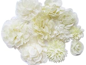 YYCRAFT Elfenbeinfarbene Chiffon-Blumen 15 Stück