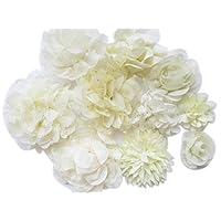 5 Fleurs En Mousseline Avec Strass - 8,5x1,5cm, Blanc, Pour DIY Robes, Chapeaux, Accessoires ! - 2