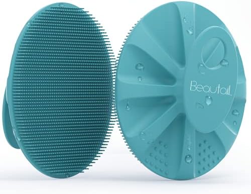 BEAUTAIL Silicone Body Scrubber Shower Bath Wash Brush Gentle Exfoliating Scrub Cleansing Loofah for Women Men Baby Sensitive Skin, Easy to Clean, Lather Nicely, More Hygienic, 1 Pack, Black