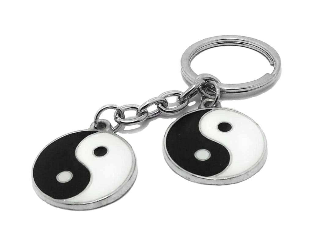 Excite Store Fancy Style Yin Yang Key Chain Ring for Car Bike Girls Men Women Keyring(Black & White)
