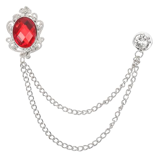 Image of PATIKIL Gem Hanging Chain Brooch Pins, Rhinestone Men's Gem Brooch Suit Pins Lapel Pins for Women Men