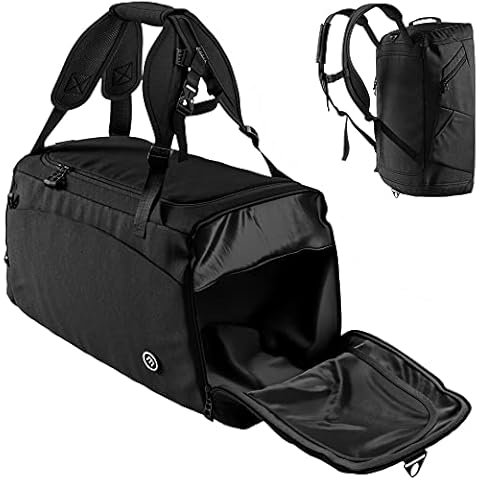 Gym Duffle Sports Bag + Backpack Function, Shoe Compartment, Toiletry Pocket | 40L Travel Fitness Holdall Men/Women + Shoulder Strap - Swimming Football Basketball Tennis, Luggage Weekender Rucksack Cover