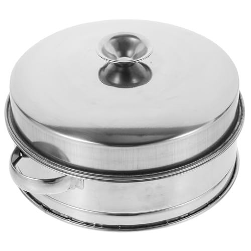 Generic Cesta de Vapor Inoxidable con Doble Asa y Tapa Rejilla para Cocinar al Vapor para Dim Sum Mariscos y Vaporera Compatible con Wok y Olla Arrocera Resistente y Fácil de Usar