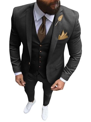 3 Piece Men's Suit Slim Fit Suits for Men Elegant Formal Tuxedos for Wedding Prom Mens Suit Blazer Vest Pants Set