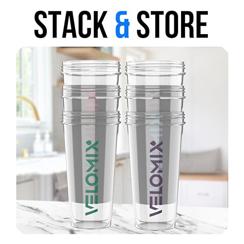Image of VELOMIX 6 Pack 28 oz Protein Shaker Bottle for Mixes - 6 Wire Whisk Balls | Leak Proof Cups for Supplements | BPA-Free Gym & Fitness (Muted Clarity)