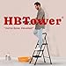 HBTower Step Ladder, Folding Step Stool with Wide Anti-Slip Pedal, Sturdy Steel Ladder, Convenient Handrail, Lightweight, Portable Steel Step Stool