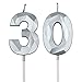 30th Birthday Candles for Cake, Silver Number 30 3D Diamond Shaped Candle Birthday Decorations Party Supplies for Women or Men