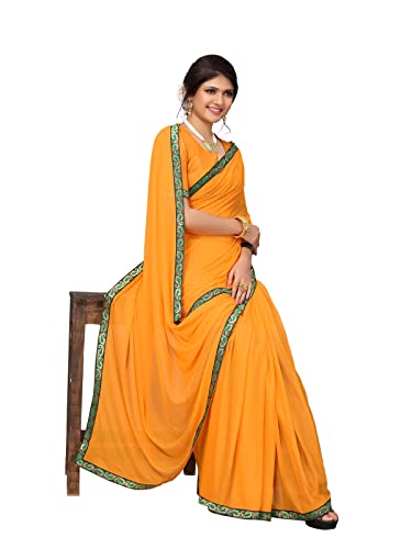 Image of SIRIL Women's Lace & Peral Work Lycra Saree with Unstitched Blouse Piece