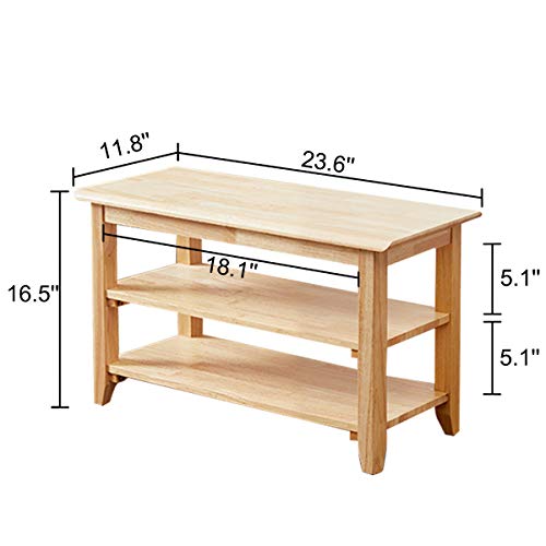 Image of ACRO Simple Style Wooden Shoe Bench (Natural, 23.6 inchL x 11.8 inchW x 16.5 inchH, Rubberwood Legs)