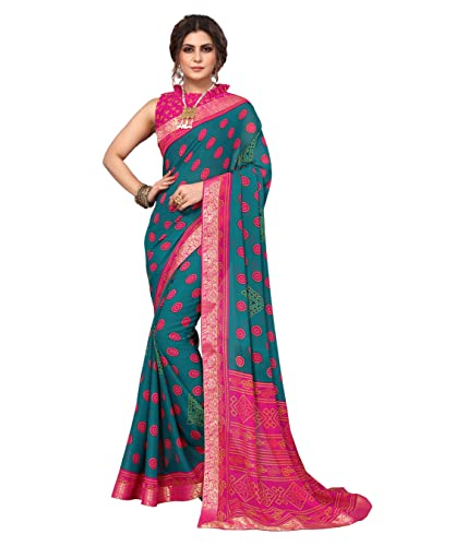 Yashika Women’s Printed Georgette With Lace Saree With Blouse Piece (REMY RAMA)