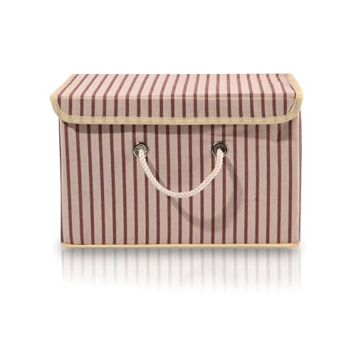 Image of Kuber Industries Foldable Drawer Organizer (Large) | Storage Box with Lid & Handle | Clothes Organiser for Wardrobe & Cupboard | Lining-Print | Cream