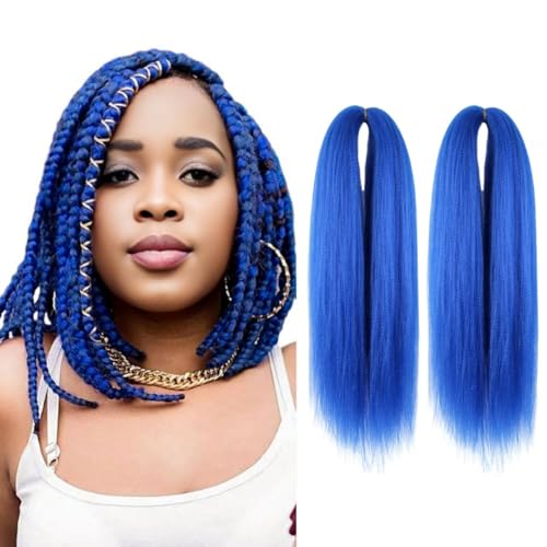 WUDAS Short Braiding Hair Pre Stretched Yaki Texture Braids 14 Inch Blue