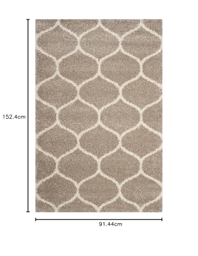 Image of Shaggy Floor Carpets for Living Room, Elegant Bed Side Runner Carpet, Sofa Area Fluffy Carpet, (3x5 Feet, Beige Ivory)