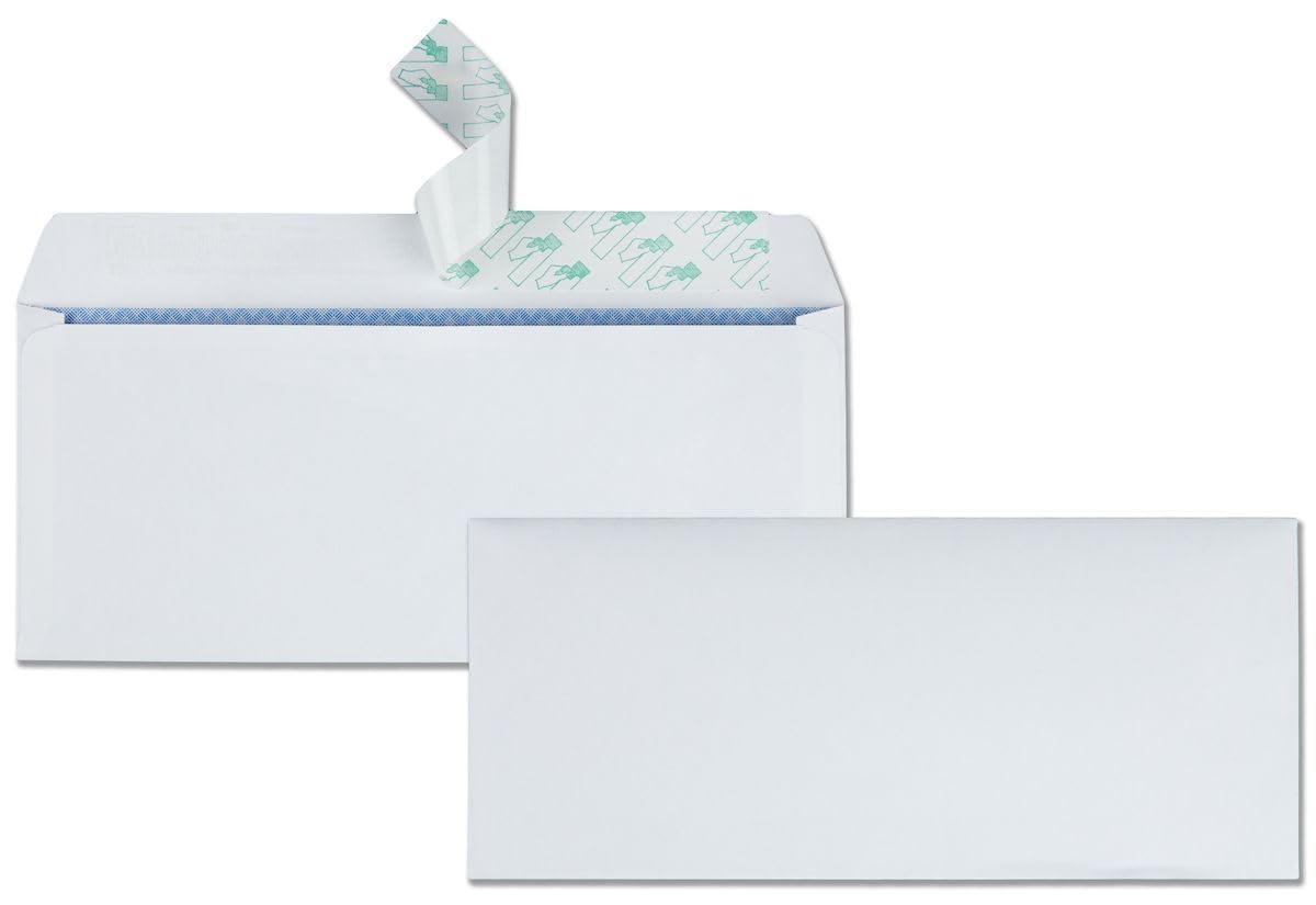 Quality Park, #10 Security Tinted Envelopes, Redi-Strip, Windowless, White, 4.125x9.5, 500 per box (69122)