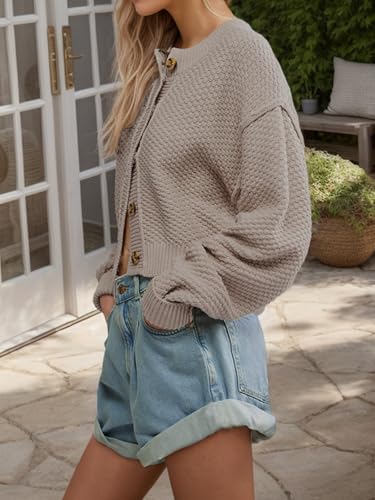 Wowcarbazole Women’s Open Front Cardigan Sweaters Long Sleeve Button Down Knit Jackets Coat Cropped Cute Tops Fall Outerwear3