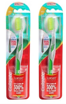 Adult Slim Soft Advance Manual Toothbrush Ultra Soft Toothbrush (2 Toothbrushes),Multicolour