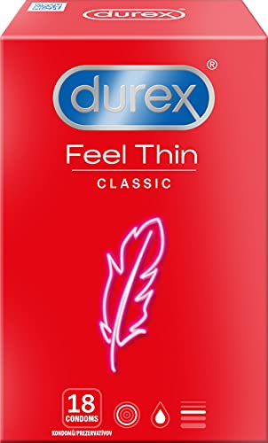 Durex Condones Feel Thin Classic - Condones ultra delicados para una sensación intensa e intimidad