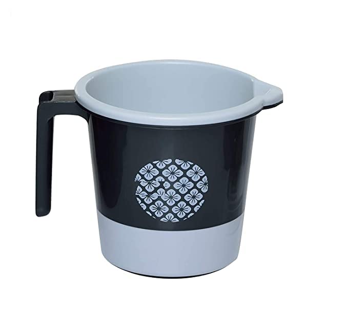 Liza Falcon Plastic Deluxe Bathroom Bucket Set with Matching Mug | Set of 2 Durable Plastic Bathroom Bucket & Mug | Heavy Duty Bathroom Accessories Set | Easy to Carry & Clean | Black 1