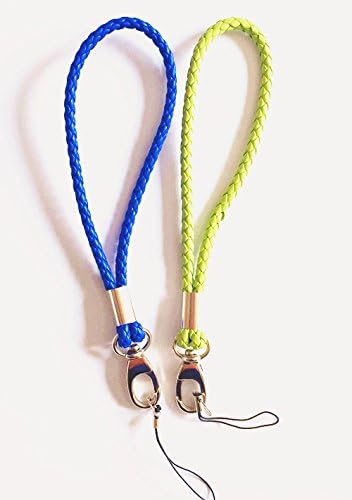 Braided PU Straps Hand Wrist Strap[2Pack] Leather Wrist Lanyard with J-Hook for Camera & Cell Phone & Purse& keychain-Charms Around Your Wrist—Assorted Different Color (Dark Blue/Green)