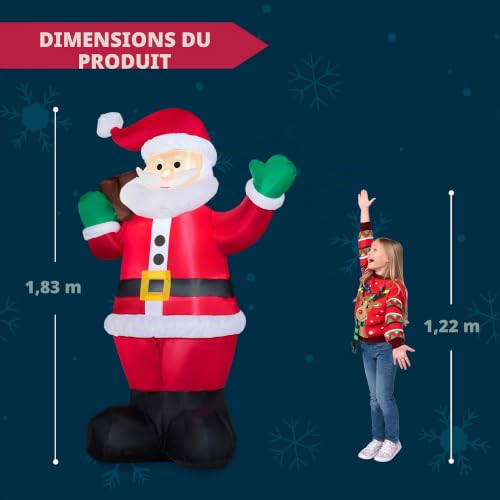 Père Noël gonflable de 1,8 m avec LED Joiedomi pour décoration extérieure
