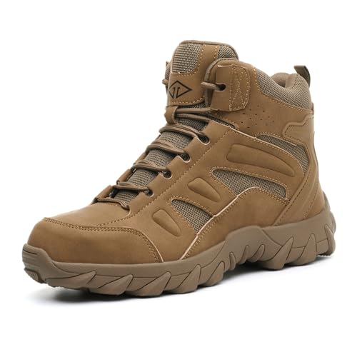 Work Boots for Men Comfortable Steel Toe Boots，Indestructible Industrial & Construction Safety Shoes Non Slip Mens Composite Toe Boots