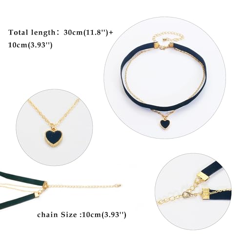 Halloween Gothic Necklace, Black Heart Choker Raven Necklace Red Heart Choker Necklaces as Goth Gifts for Women, Vampire Necklaces Bat Chokers Vintage Jewelry as Halloween Costume Party Oufits4