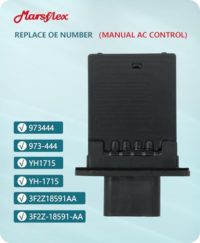 Image of Marsflex Blower Motor Resistor 973-444 2008 2009 2010 2011 2012 for Ford F150 Expedition Fiesta Freestyle Mustang, for Lincoln & Mercury, Blower Resistor 3F2Z18591AA YH1715 for Manual AC Control