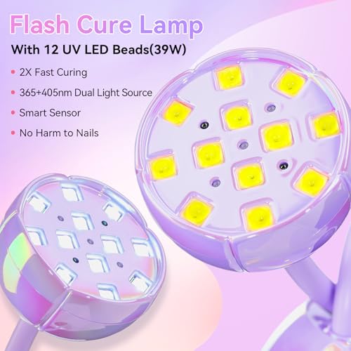 Image of Makartt UV LED Nail Lamp - Gooseneck UV Light for Gel Nails USB 39mW /cm Cordless Flash Cure Lamp with 4 Times & Auto Sensor Nail Dryer Fast Curing Nail Art Design for Salon Home DIY (Glazed Purple)