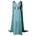 Xfang Women's Chiffon Dress Halloween Cosplay Costume Blue Long Train Dress