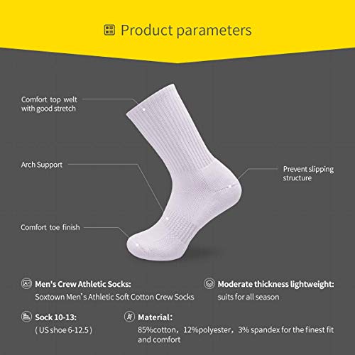 SOX TOWN Unisex Cushioned Crew Training Athletic Socks Men & Women with Combed Cotton Moisture Wicking Breathable Performance4