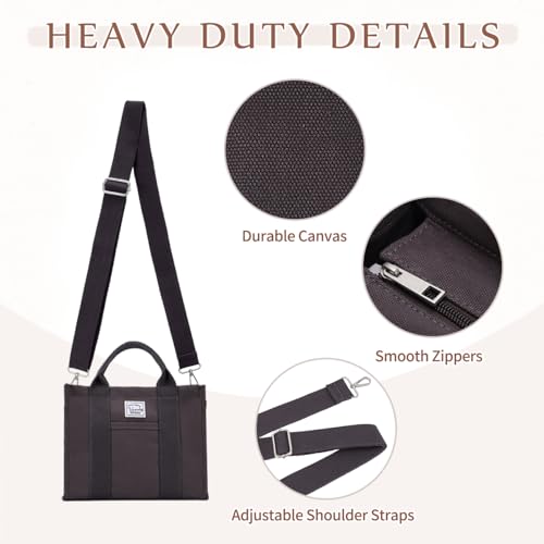 Image of VASCHY Canvas Tote bag, Casual Reusable Work Totes for Women Teachers with Zippers Pockets Crossbody Shoulder Bag Purse