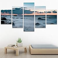 SIGNWIN 5 Panel Canvas Wall Art Calming Waters for Home Decorations Ready to Hang - 60