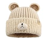 Crochet Beanie Bear Ear Cute Shape Knitted Hats Warm Plush Slouchy Winter Hat Skin-Friendly Fuzzy Animal Skull Cap