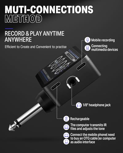Image of Donner Guitar Headphone Amp, Mini Turbo Headphone Amplifier Guitar, 10 Amp Models with Tuner, Inlay Multi Effects Delay Reverb Chorus Overdrive, USB Export