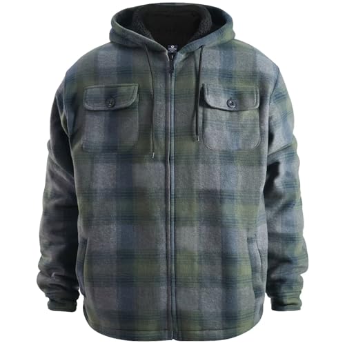 Image of LeeHanTon Mens Flannel Jacket Heavyweight Sherpa Fleece Jackets Outdoor Hiking Casual Soft Warm Coat with Pockets