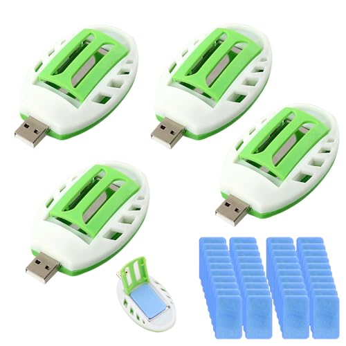 KUWUNG USB Enchufe Antimosquitos con 100 Pastillas, Repelente de Mosquitos para Interiore y Exteriore, Portátil USB Repelente Mosquitos Electrico (4 USB + 100 Pastillas)