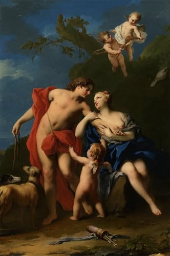 Tableau Toile Vénus et Adonis Amigoni Peinture Décorative de Luxe