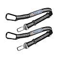 Kurgo Direct to Seat Belt Tether, Universal Car Seat Belt for Dogs, Works with any Pet Harness, Adjustable Length, 2-Pack, Black/Grey