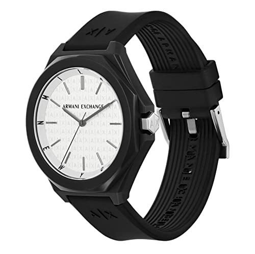 Armani Exchange Silicone Analog White Dial Men Watch-Ax4600, Black Band - Image 3