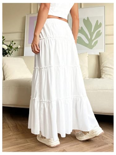 GORGLITTER Women's Flowy Ruffle Maxi Skirts Boho Tiered A Line Long Skirts Going Out Outfits3