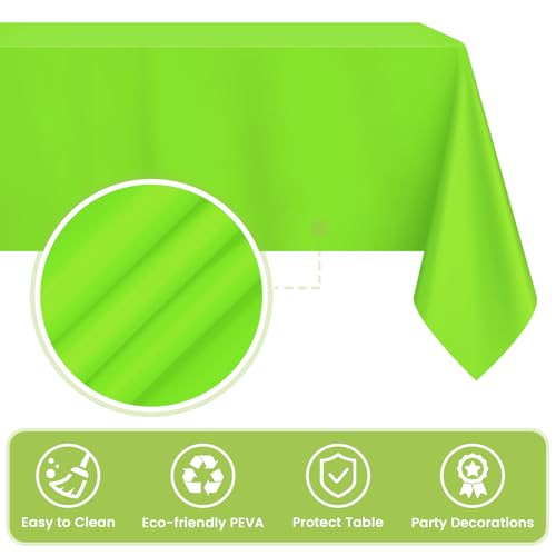 Image of Mulbozy 4 Pcs Lime Green Plastic Table Cloth Disposable, 54 x108 Inch