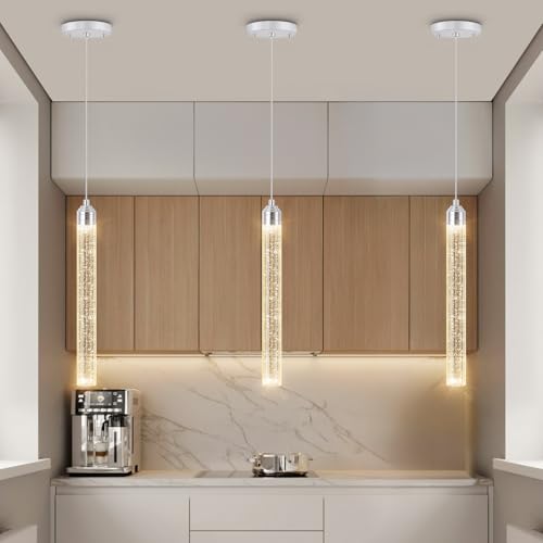 Image of 1-Light Modern Crystal Pendant Lighting LED Dimmable Pendant Light Kitchen Island Dining Room
